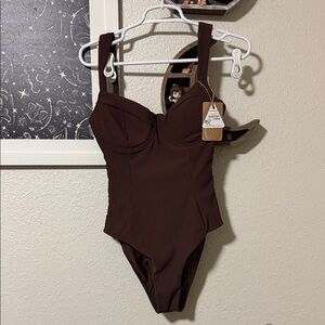 Elegant Brown Women's One Piece Swimsuit